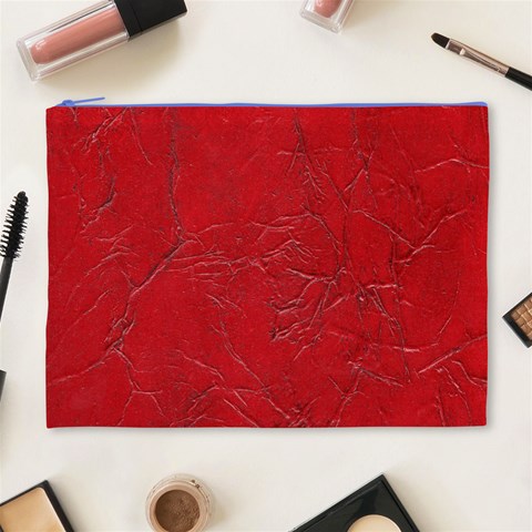 Leather Look & Skins Cracked Red Leather Cosmetic Bag (XL) from ArtsNow.com Front