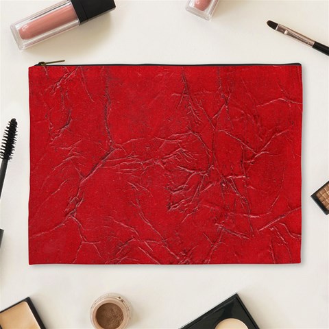Leather Look & Skins Cracked Red Leather Cosmetic Bag (XL) from ArtsNow.com Front