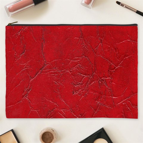 Leather Look & Skins Cracked Red Leather Cosmetic Bag (XXXL) from ArtsNow.com Front