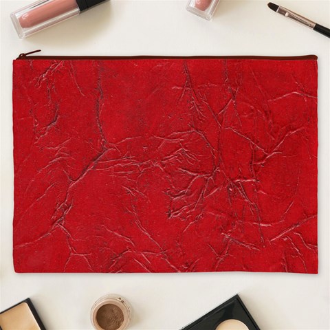 Leather Look & Skins Cracked Red Leather Cosmetic Bag (XXXL) from ArtsNow.com Front