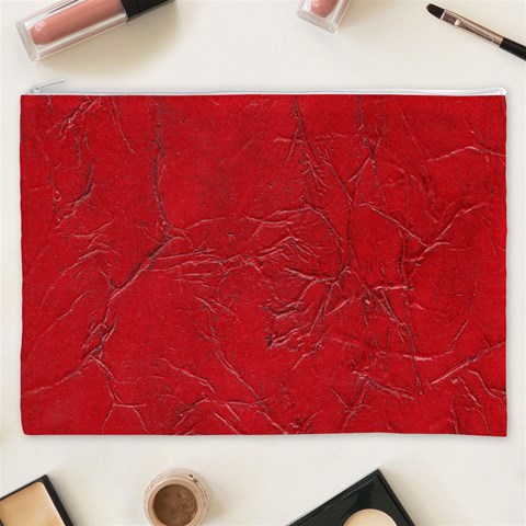 Leather Look & Skins Cracked Red Leather Cosmetic Bag (XXXL) from ArtsNow.com Front