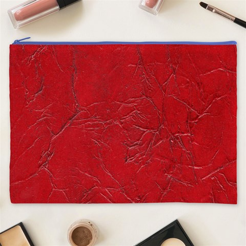 Leather Look & Skins Cracked Red Leather Cosmetic Bag (XXXL) from ArtsNow.com Front