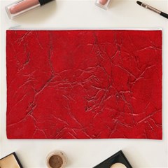 Leather Look & Skins Cracked Red Leather Cosmetic Bag (XXXL) from ArtsNow.com Front