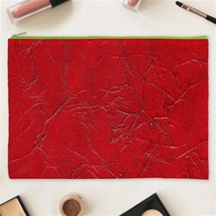 Leather Look & Skins Cracked Red Leather Cosmetic Bag (XXXL) from ArtsNow.com Front