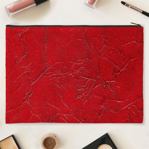 Leather Look & Skins Cracked Red Leather Cosmetic Bag (XXXL) from ArtsNow.com Back