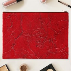 Leather Look & Skins Cracked Red Leather Cosmetic Bag (XXXL) from ArtsNow.com Back