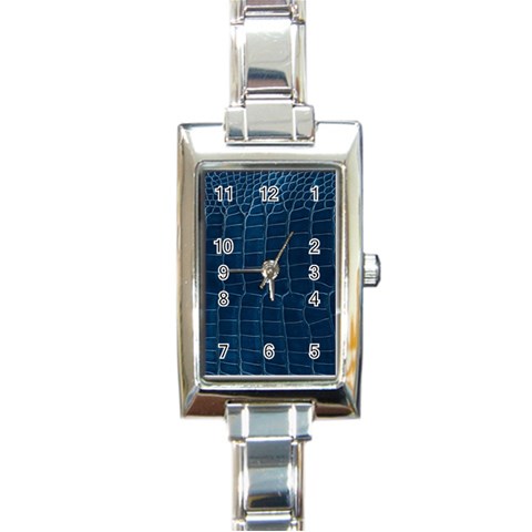 Leather Look & Skins Blue Silverback Rectangular Italian Charm Watch from ArtsNow.com Front