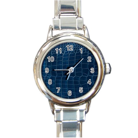 Leather Look & Skins Blue Silverback Round Italian Charm Watch from ArtsNow.com Front
