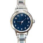 Leather Look & Skins Blue Silverback Round Italian Charm Watch