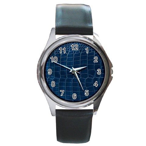 Leather Look & Skins Blue Silverback Round Metal Watch from ArtsNow.com Front