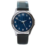 Leather Look & Skins Blue Silverback Round Metal Watch