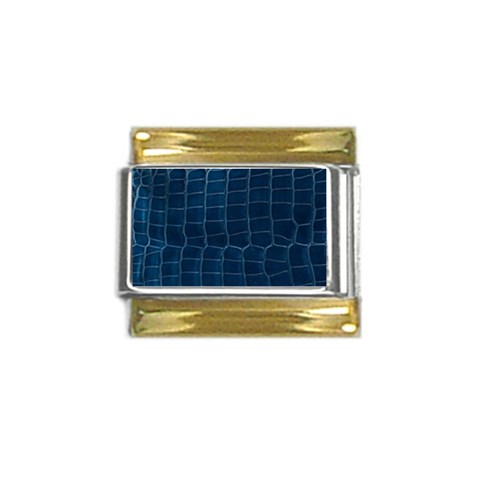 Leather Look & Skins Blue Silverback Gold Trim Italian Charm (9mm) from ArtsNow.com Front