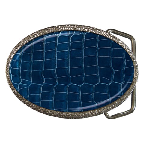 Leather Look & Skins Blue Silverback Belt Buckle from ArtsNow.com Front
