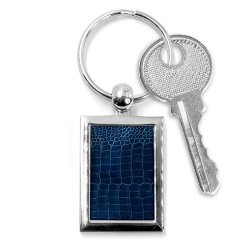 Leather Look & Skins Blue Silverback Key Chain (Rectangle) from ArtsNow.com Front