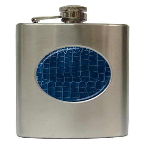 Leather Look & Skins Blue Silverback Hip Flask (6 oz) from ArtsNow.com Front