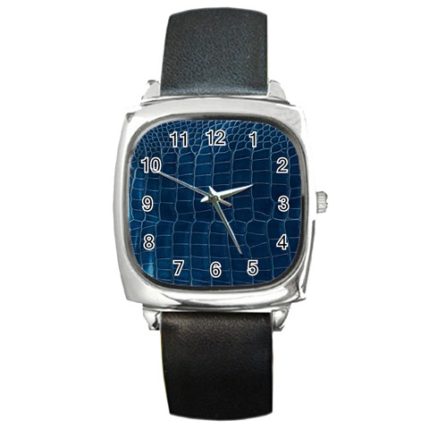 Leather Look & Skins Blue Silverback Square Metal Watch from ArtsNow.com Front