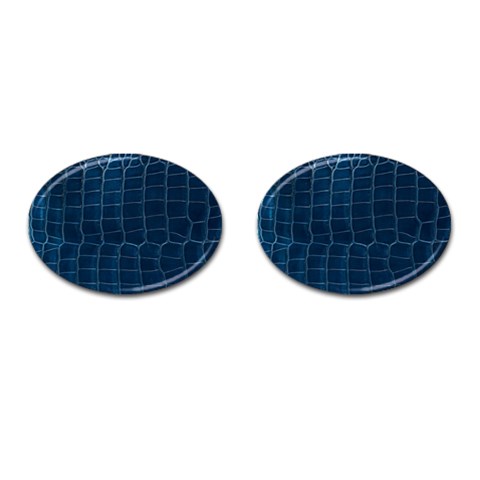 Leather Look & Skins Blue Silverback Cufflinks (Oval) from ArtsNow.com Front(Pair)