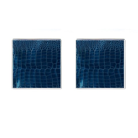 Leather Look & Skins Blue Silverback Cufflinks (Square) from ArtsNow.com Front(Pair)