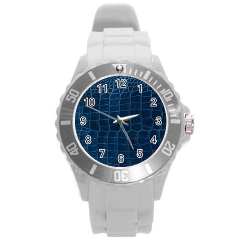 Leather Look & Skins Blue Silverback Round Plastic Sport Watch Large from ArtsNow.com Front