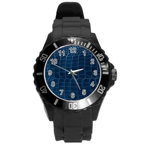 Leather Look & Skins Blue Silverback Round Plastic Sport Watch Large from ArtsNow.com Front