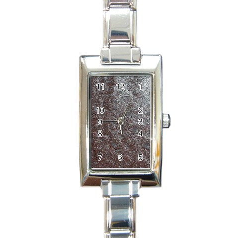 Leather Look & Skins Black And Brown Floral Rectangular Italian Charm Watch from ArtsNow.com Front