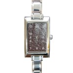 Leather Look & Skins Black And Brown Floral Rectangular Italian Charm Watch
