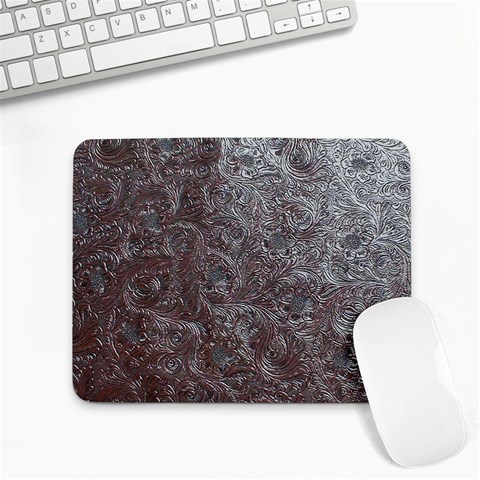 Leather Look & Skins Black And Brown Floral Small Mousepad from ArtsNow.com Front