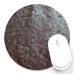Leather Look & Skins Black And Brown Floral Round Mousepad