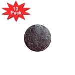 Leather Look & Skins Black And Brown Floral 1  Mini Magnet (10 pack) 