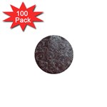 Leather Look & Skins Black And Brown Floral 1  Mini Button (100 pack) 