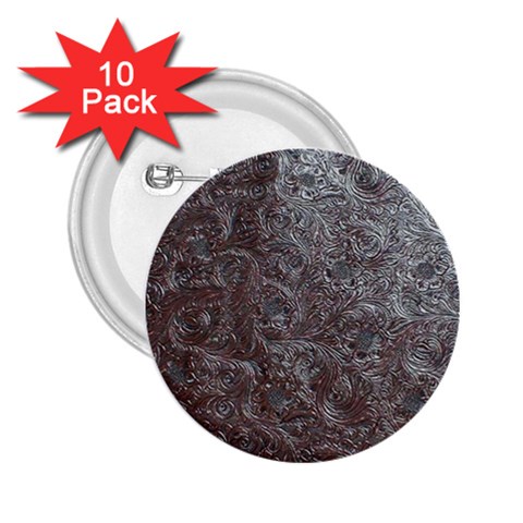 Leather Look & Skins Black And Brown Floral 2.25  Button (10 pack) from ArtsNow.com Front