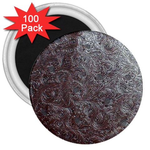 Leather Look & Skins Black And Brown Floral 3  Magnet (100 pack) from ArtsNow.com Front
