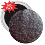 Leather Look & Skins Black And Brown Floral 3  Magnet (100 pack)
