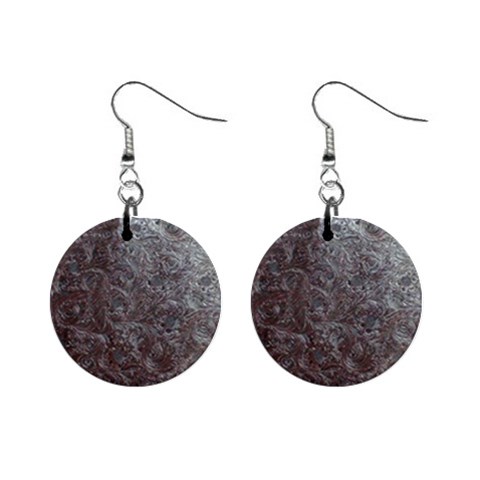 Leather Look & Skins Black And Brown Floral 1  Button Earrings from ArtsNow.com Front