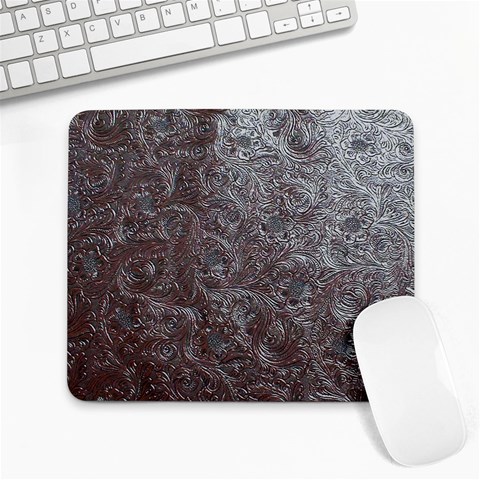 Leather Look & Skins Black And Brown Floral Large Mousepad from ArtsNow.com Front