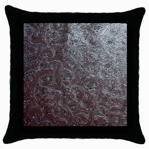 Leather Look & Skins Black And Brown Floral Throw Pillow Case (Black) from ArtsNow.com Front