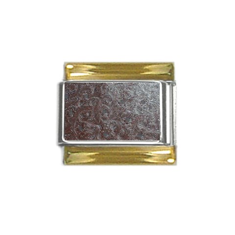 Leather Look & Skins Black And Brown Floral Gold Trim Italian Charm (9mm) from ArtsNow.com Front