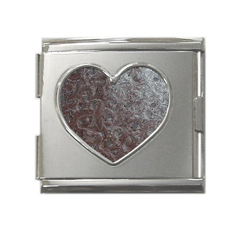Leather Look & Skins Black And Brown Floral Mega Link Heart Italian Charm (18mm) from ArtsNow.com Front
