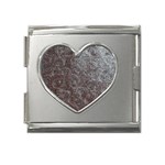 Leather Look & Skins Black And Brown Floral Mega Link Heart Italian Charm (18mm)