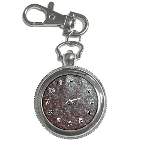 Leather Look & Skins Black And Brown Floral Key Chain Watch from ArtsNow.com Front