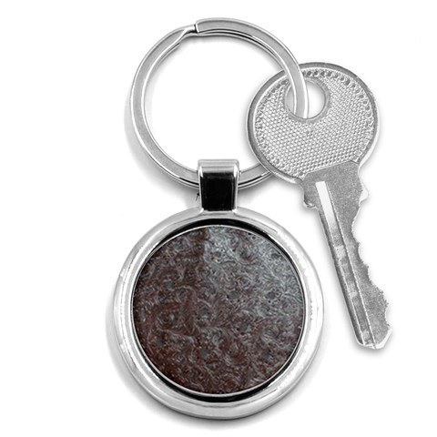 Leather Look & Skins Black And Brown Floral Key Chain (Round) from ArtsNow.com Front