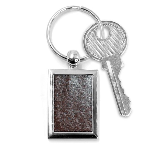 Leather Look & Skins Black And Brown Floral Key Chain (Rectangle) from ArtsNow.com Front