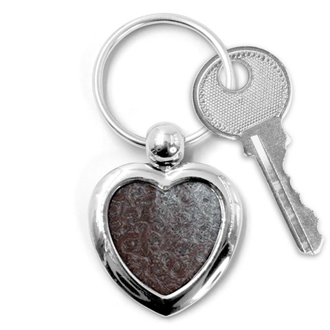 Leather Look & Skins Black And Brown Floral Key Chain (Heart) from ArtsNow.com Front