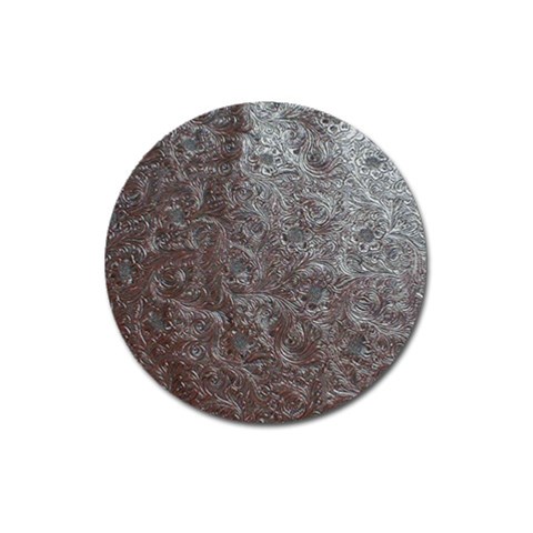 Leather Look & Skins Black And Brown Floral Magnet 3  (Round) from ArtsNow.com Front
