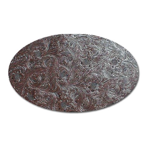 Leather Look & Skins Black And Brown Floral Magnet (Oval) from ArtsNow.com Front
