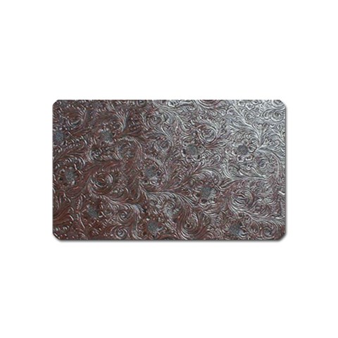 Leather Look & Skins Black And Brown Floral Magnet (Name Card) from ArtsNow.com Front