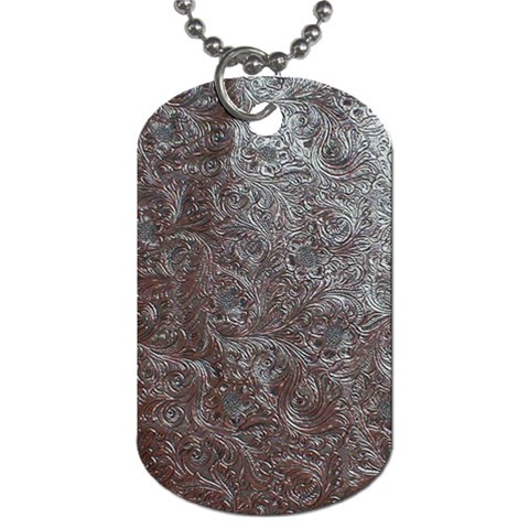Leather Look & Skins Black And Brown Floral Dog Tag (One Side) from ArtsNow.com Front