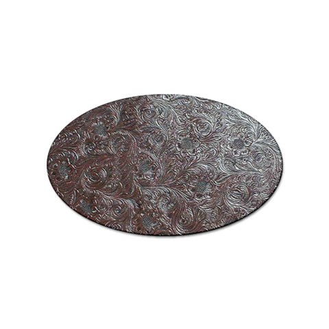 Leather Look & Skins Black And Brown Floral Sticker Oval (100 pack) from ArtsNow.com Front