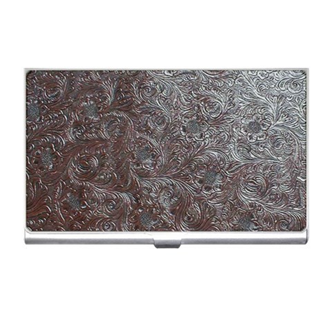 Leather Look & Skins Black And Brown Floral Business Card Holder from ArtsNow.com Front