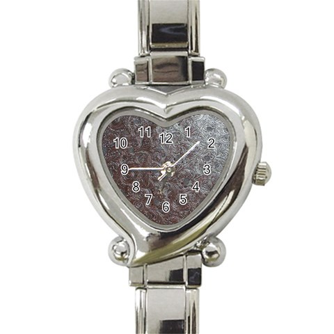 Leather Look & Skins Black And Brown Floral Heart Italian Charm Watch from ArtsNow.com Front